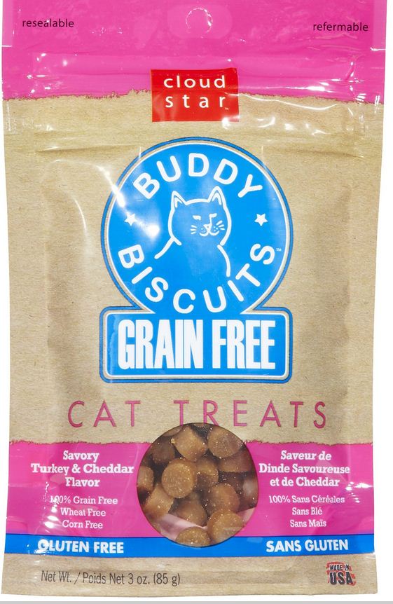 Cloud Star Buddy Biscuits Grain Free Turkey and Cheddar Cat Treats