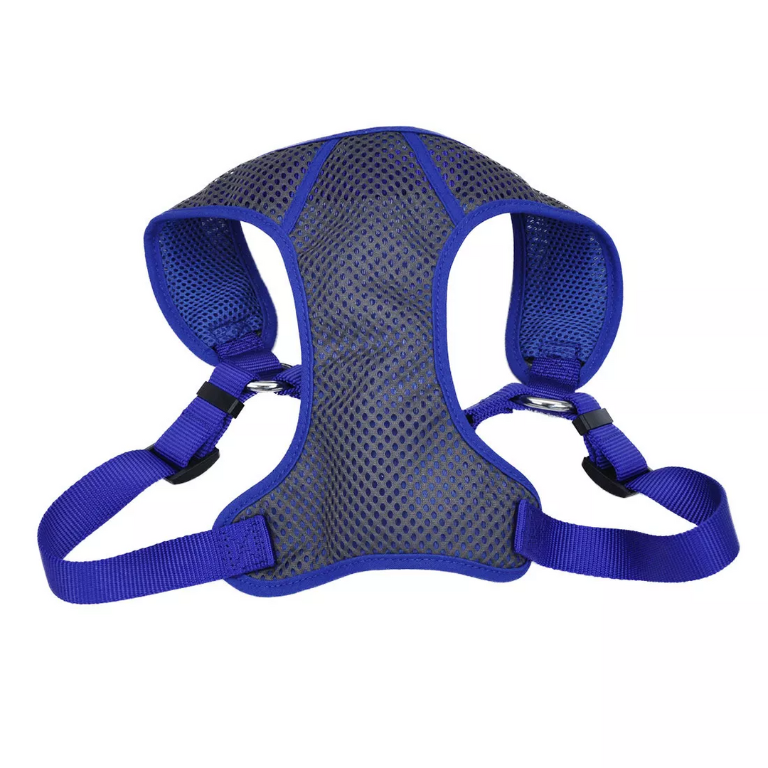 Comfort Soft Sport Wrap Adjustable Dog Harness, Grey with Blue