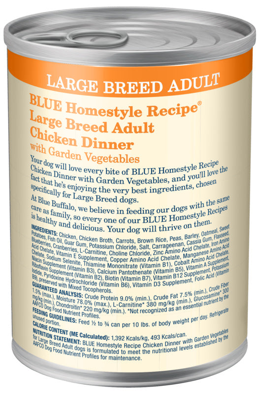 Blue Buffalo Homestyle Recipe Large Breed Adult Chicken Dinner with Garden Vegetables Canned Dog Food