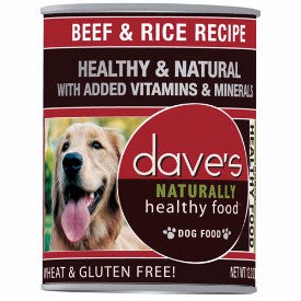 Dave's Naturally Healthy Beef And Rice Canned Dog Food