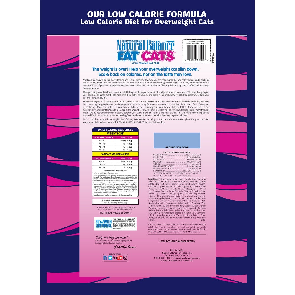 Natural Balance Fat Cats Low Calorie Dry Cat Food