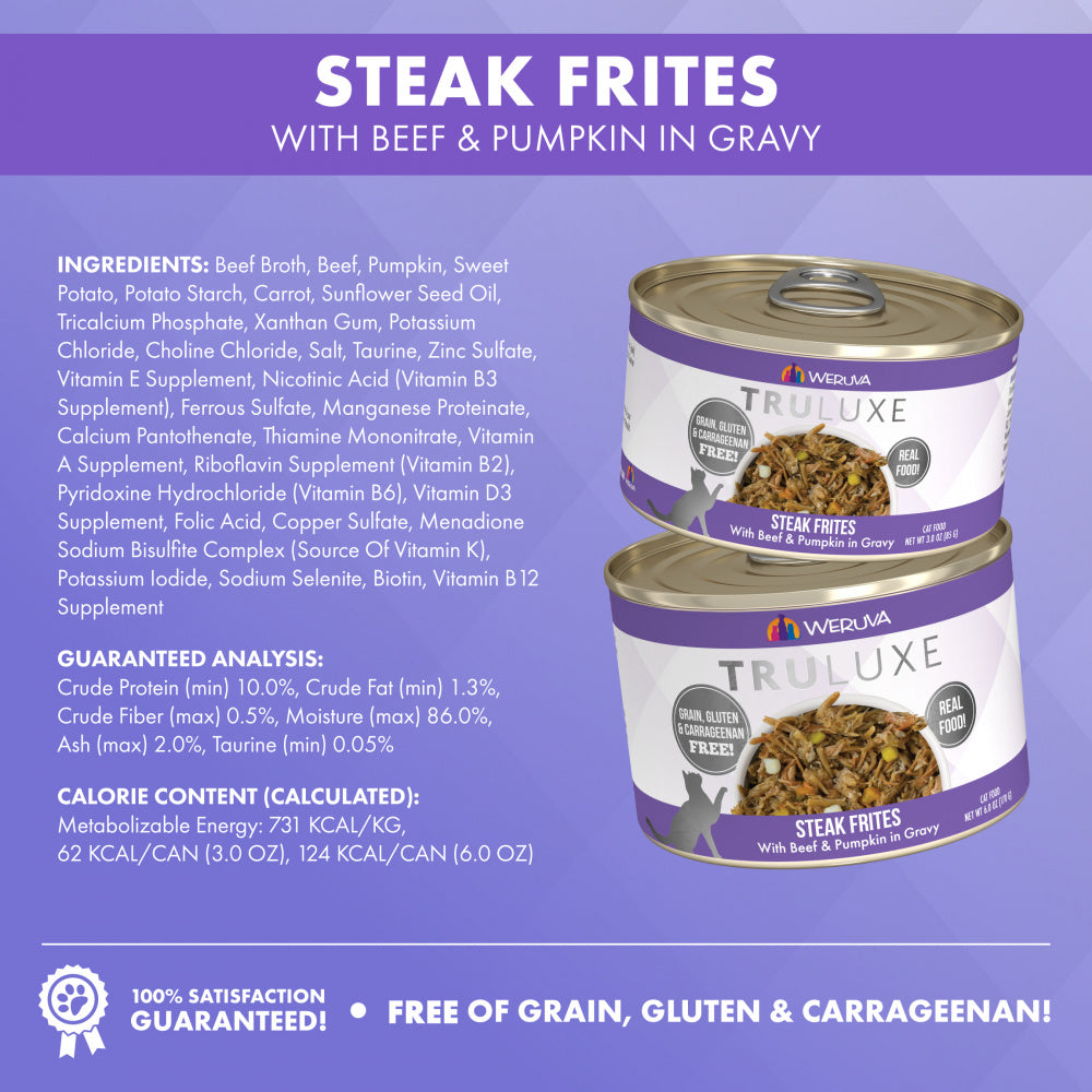 Weruva TRULUXE Steak Frites with Beef & Pumpkin in Gravy Canned Cat Food