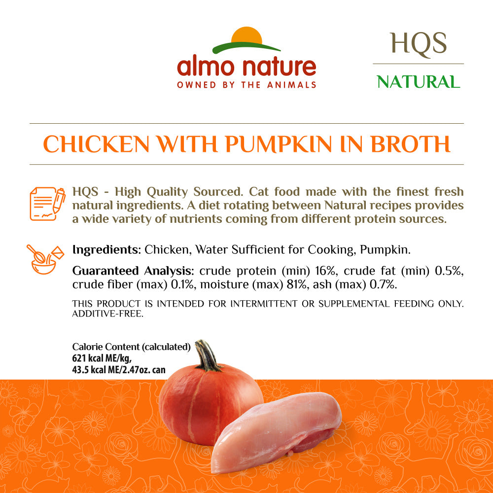 Almo Nature HQS Natural Cat Grain Free Chicken with Pumpkin In Broth Canned Cat Food