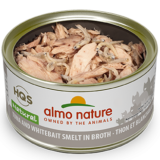 Almo HQS Natural Cat Grain Free Tuna and Whitebait Smelt In Broth Canned Cat Food