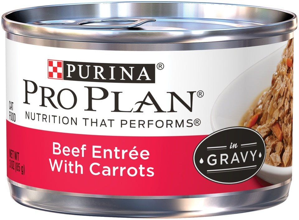 Purina Pro Plan Savor Adult Beef Entree in Gravy with Carrots Canned Cat Food
