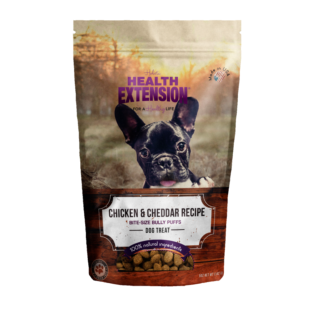 Health Extension Bully Puffs Chicken and Cheddar Dog Treats