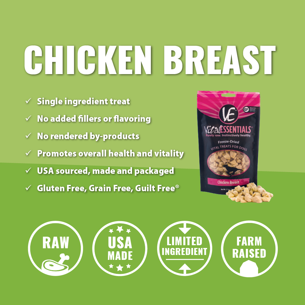 Vital Essentials Freeze Dried Chicken Breast Vital Treats for Dogs