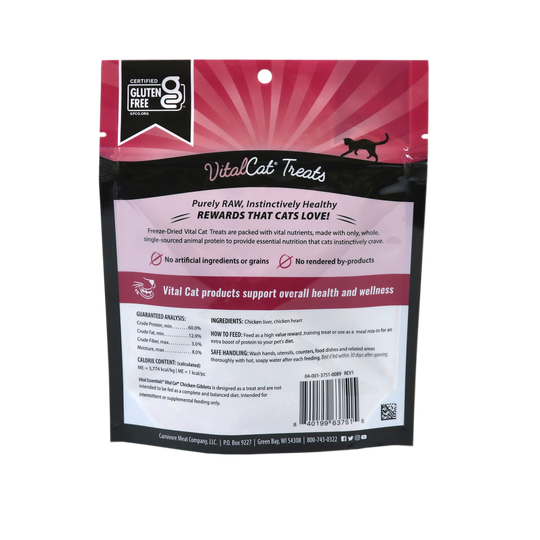 Vital Essentials Vital Cat Freeze Dried Grain Free Chicken Giblets Cat Treats