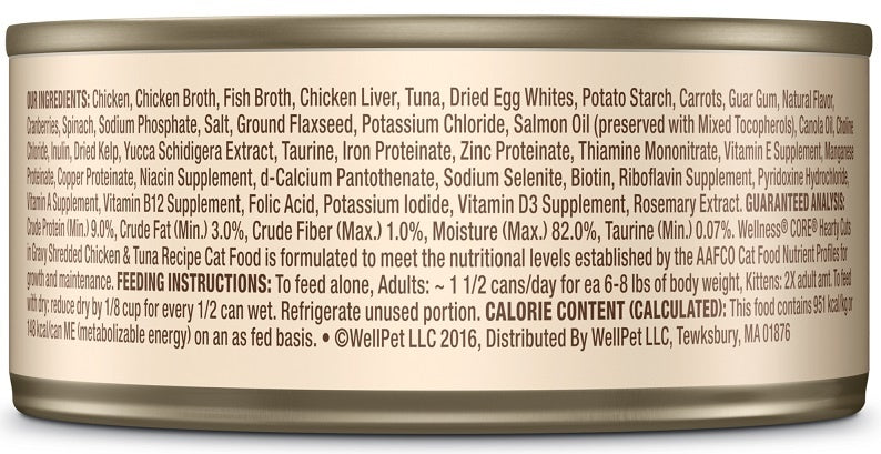 Wellness CORE Natural Grain Free Hearty Cuts Chicken and Tuna Canned Cat Food