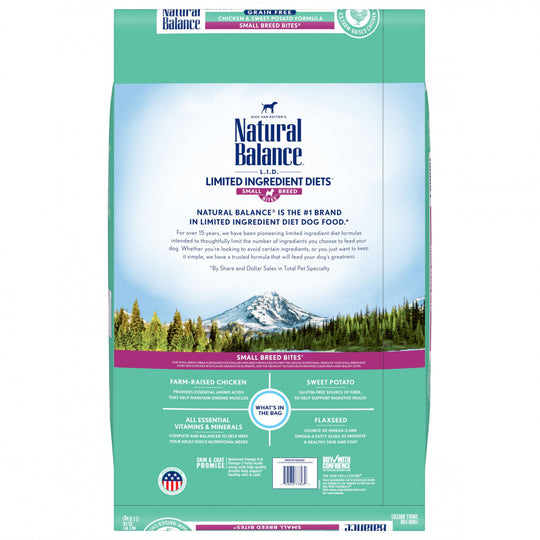 Natural Balance L.I.D. Limited Ingredient Diets Grain Free Adult Sweet Potato & Chicken Small Breed Bites Dry Dog Food