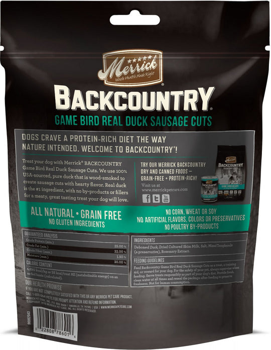 Merrick Backcountry Game Bird Grain Free Real Duck Sausage Cuts Dog Treats
