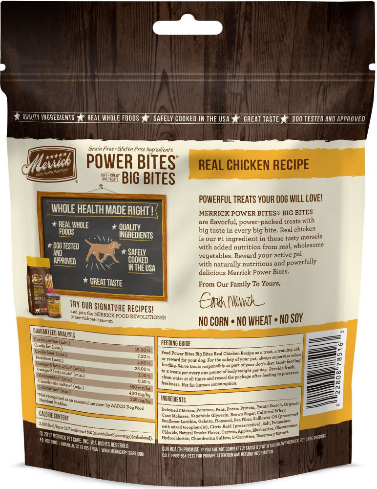 Merrick Power Bites Big Bites Real Chicken Dog Treats