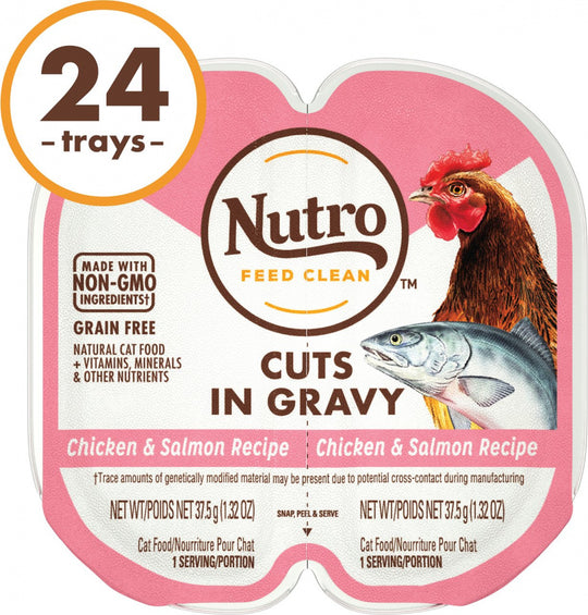 Nutro Perfect Portions Grain Free Cuts In Gravy Real Chicken & Salmon Recipe Wet Cat Food Trays