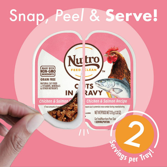 Nutro Perfect Portions Grain Free Cuts In Gravy Real Chicken & Salmon Recipe Wet Cat Food Trays