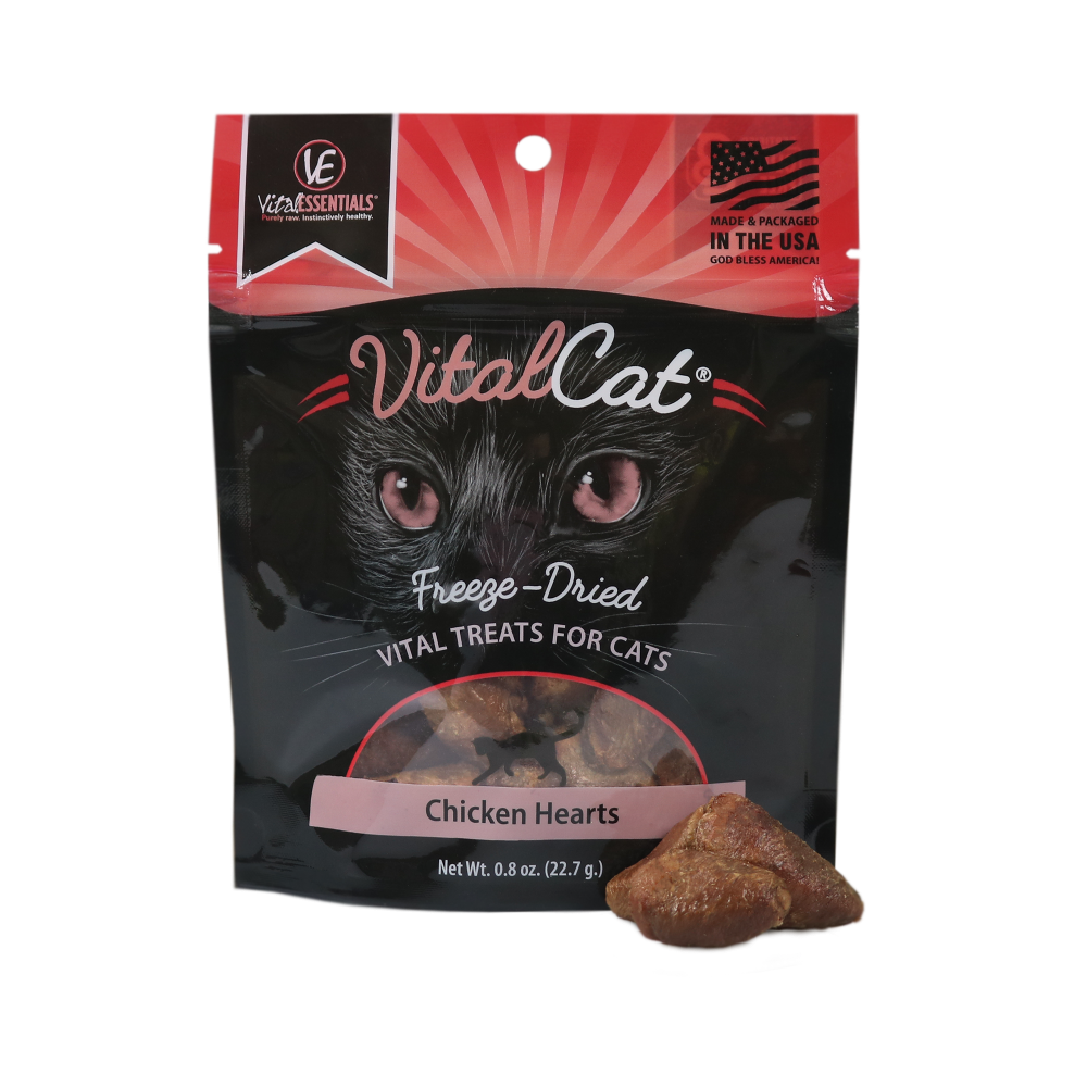 Vital Essentials Freeze Dried Grain Free Chicken Hearts Limited Ingredient Cat Treats