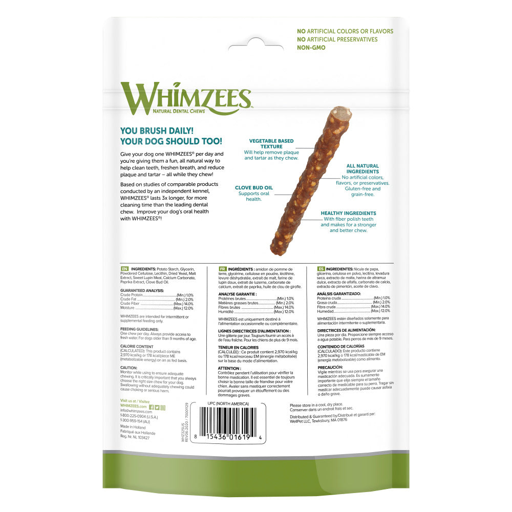 Whimzees Veggie Sausage Dental Chew Dog Treats