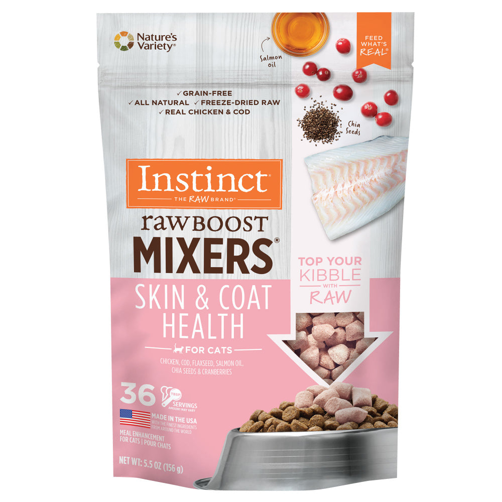 Instinct Raw Boost Mixers Grain Free Skin & Coat Health Freeze Dried Raw Cat Food Topper