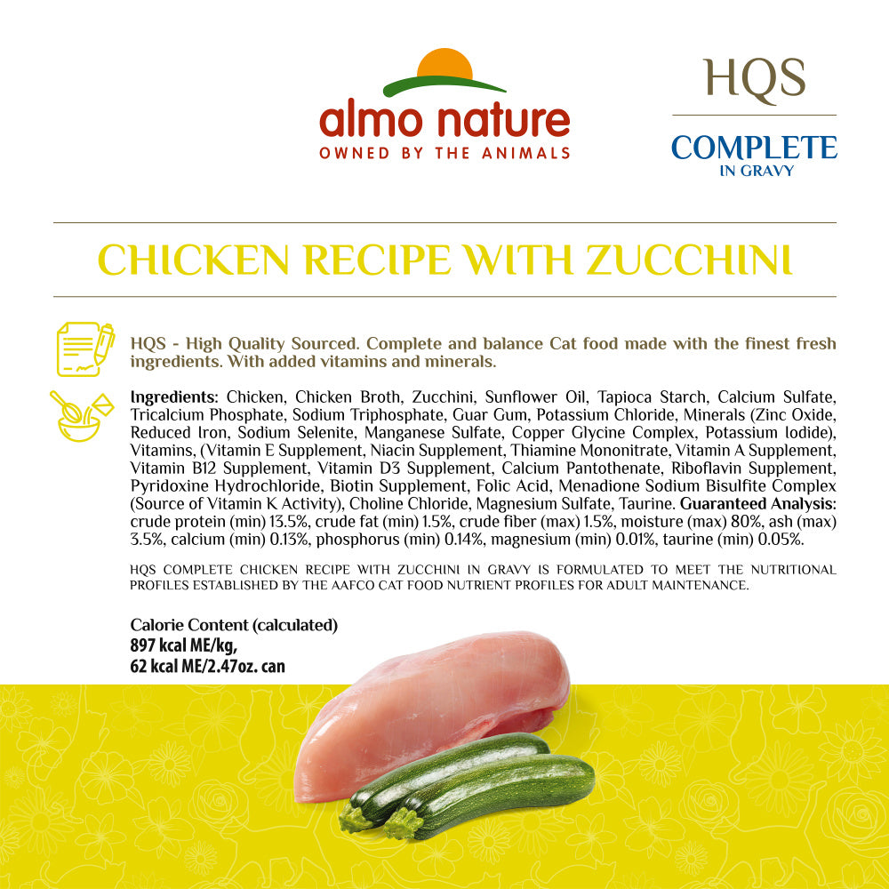 Almo Nature HQS Complete Cat Grain Free Chicken with Zucchini In Gravy Canned Cat Food