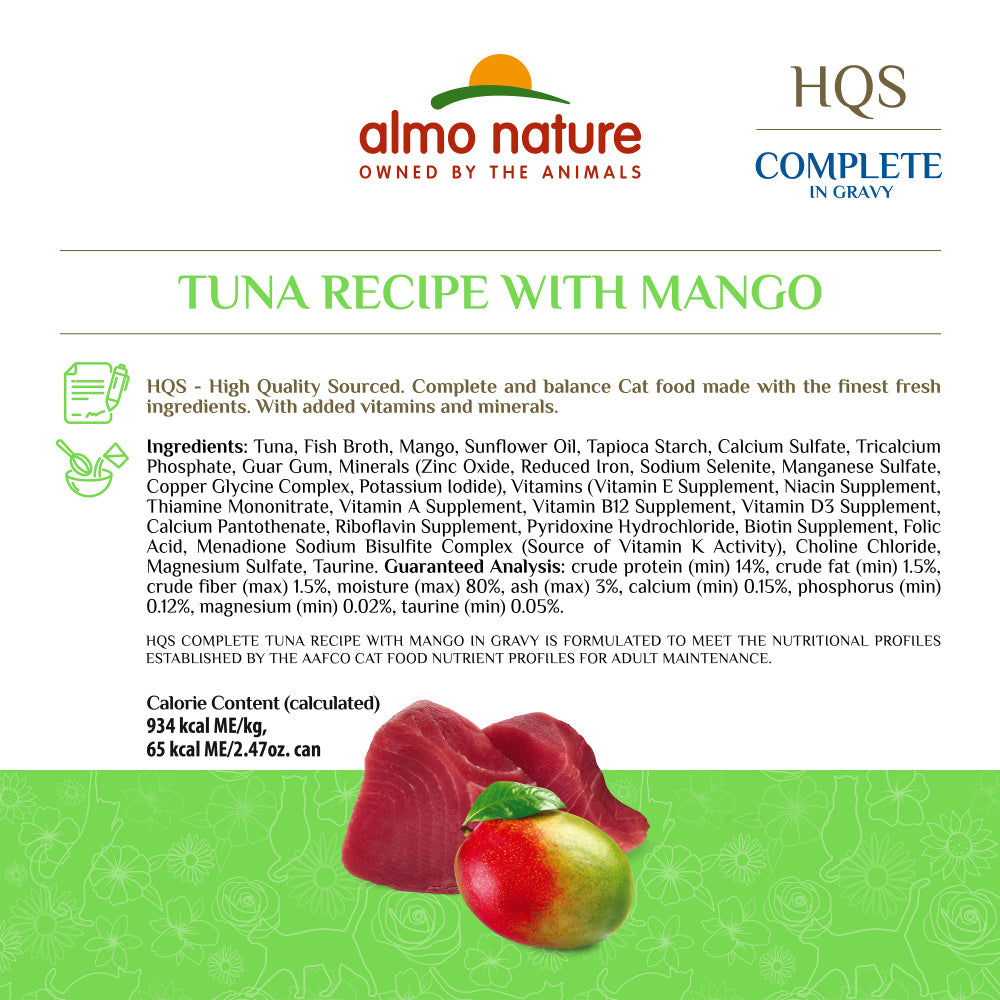Almo Nature HQS Complete Cat Grain Free Tuna with Mango In Gravy Canned Cat Food