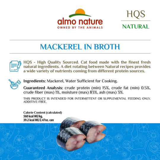 Almo Nature HQS Natural Cat Grain Free Additive Free Mackerel Canned Cat Food