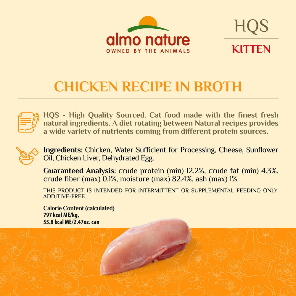 Almo Nature HQS Natural Kitten Grain Free Additive Free Chicken Canned Cat Food