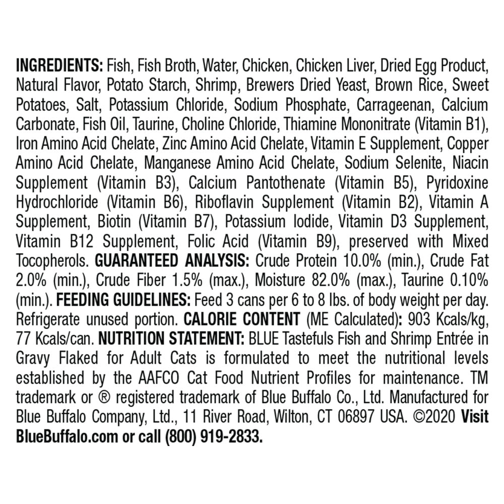 Blue Buffalo Tastefuls Adult Flaked Fish & Shrimp Entree in Gravy Wet Cat Food