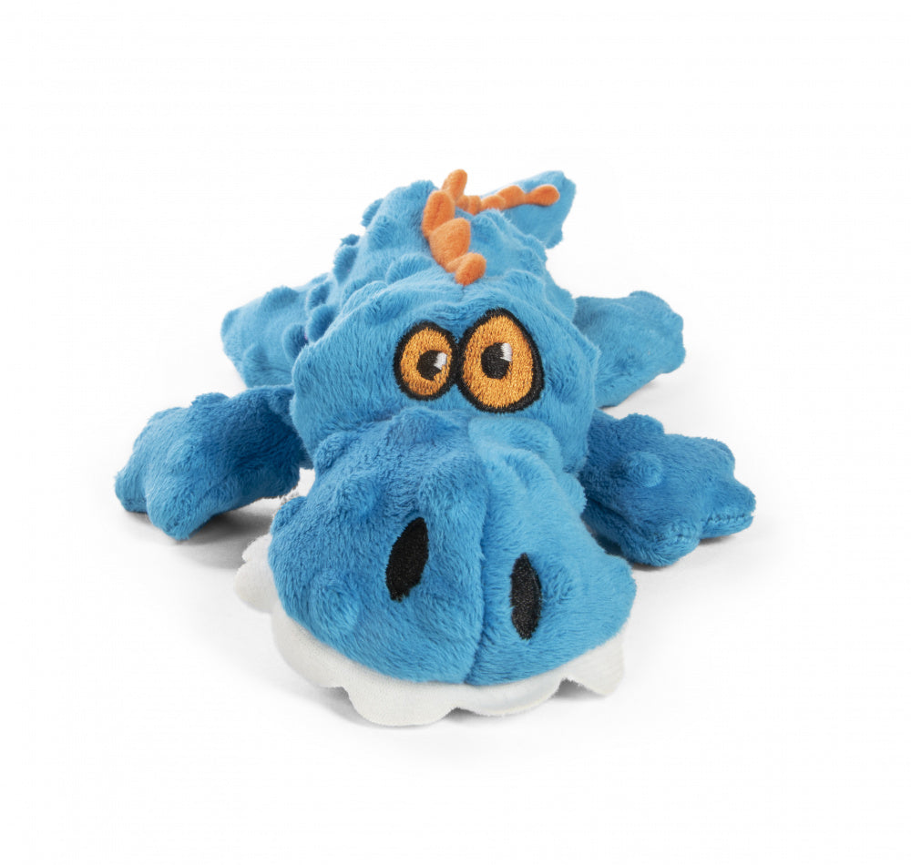 Go Dog Gators with Chew Guard Technology Durable Plush Squeaker Dog Toy Blue