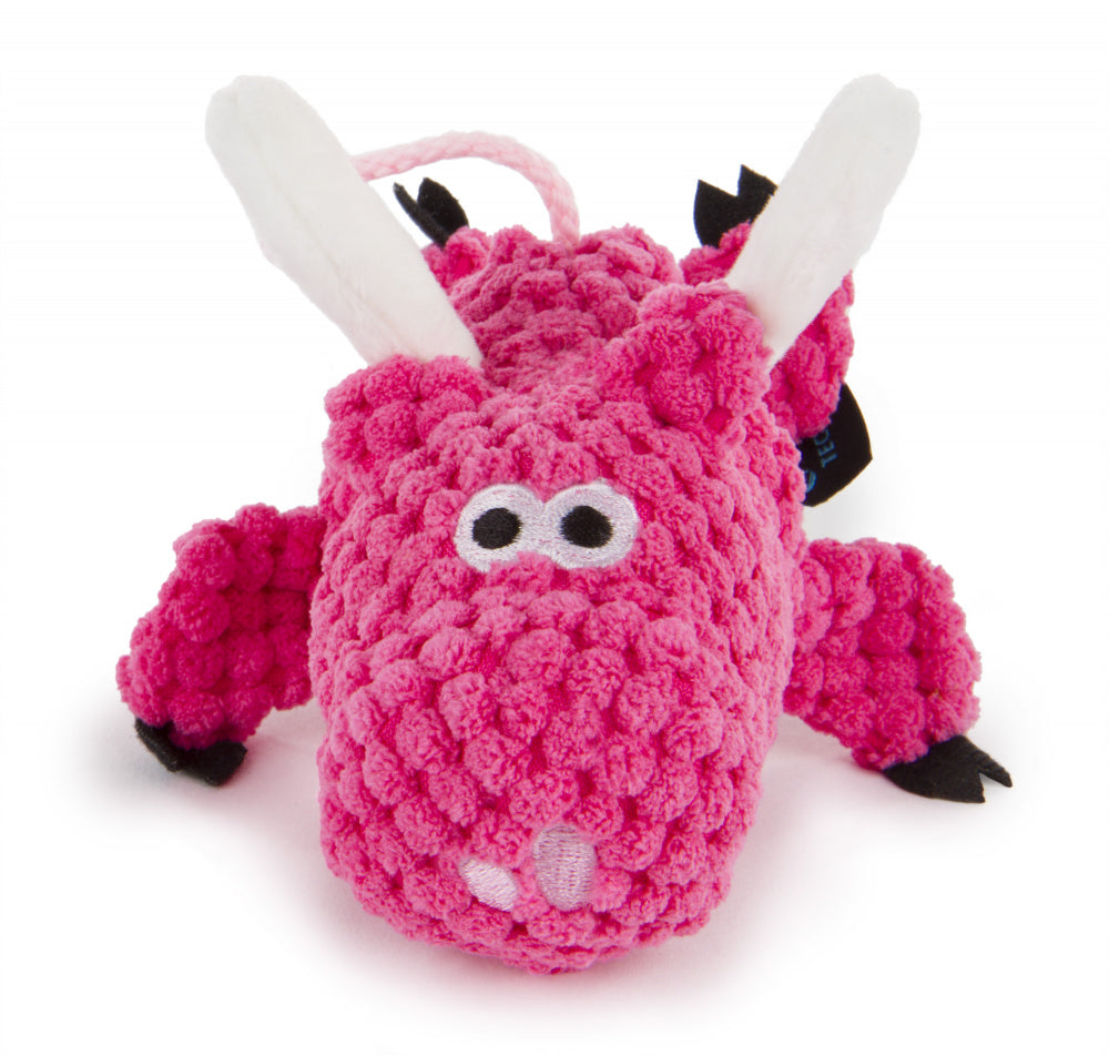 Go Dog Checkers Flying Pig with Chew Guard Technology Durable Plush Squeaker Dog Toy Pink Mini Just for Me