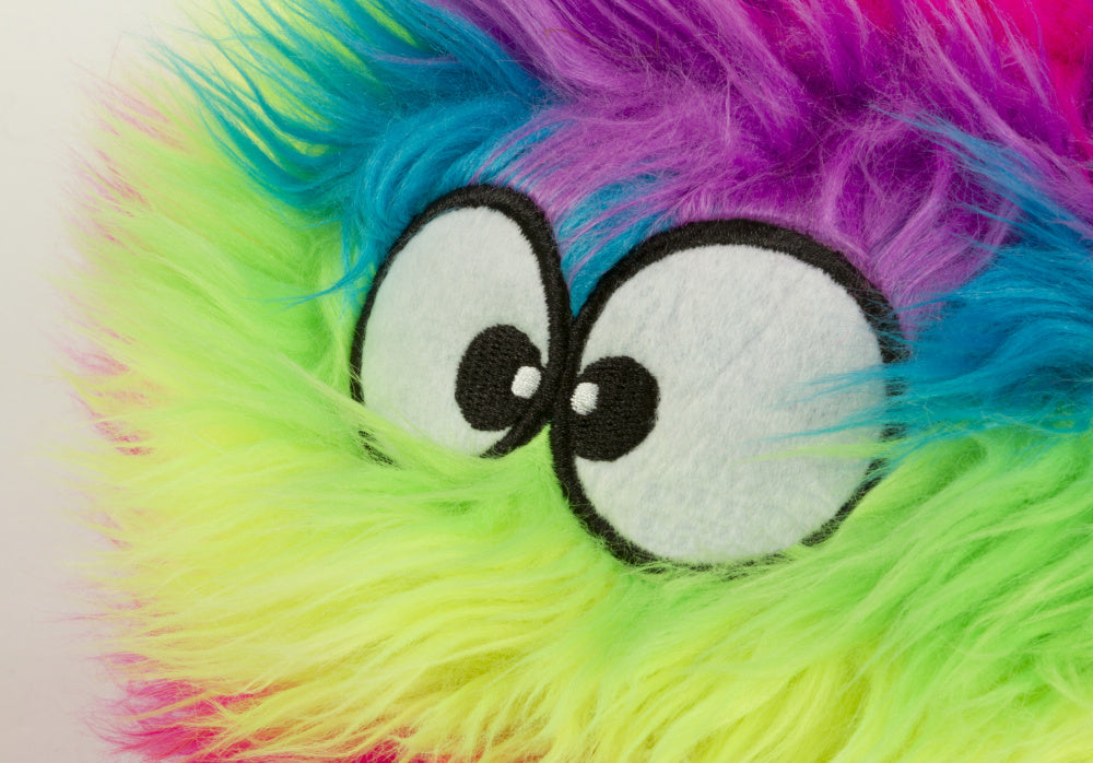 Go Dog Furballz with Chew Guard Technology Durable Plush Squeaker Dog Toy Rainbow