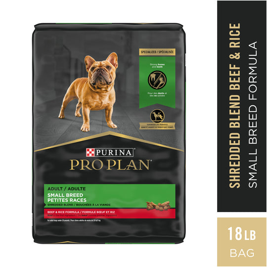 Purina Pro Plan Specialized Shredded Blend Beef & Rice Formula High Protein Small Breed Dry Dog Food