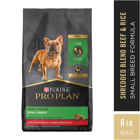 Purina Pro Plan Specialized Shredded Blend Beef & Rice Formula High Protein Small Breed Dry Dog Food