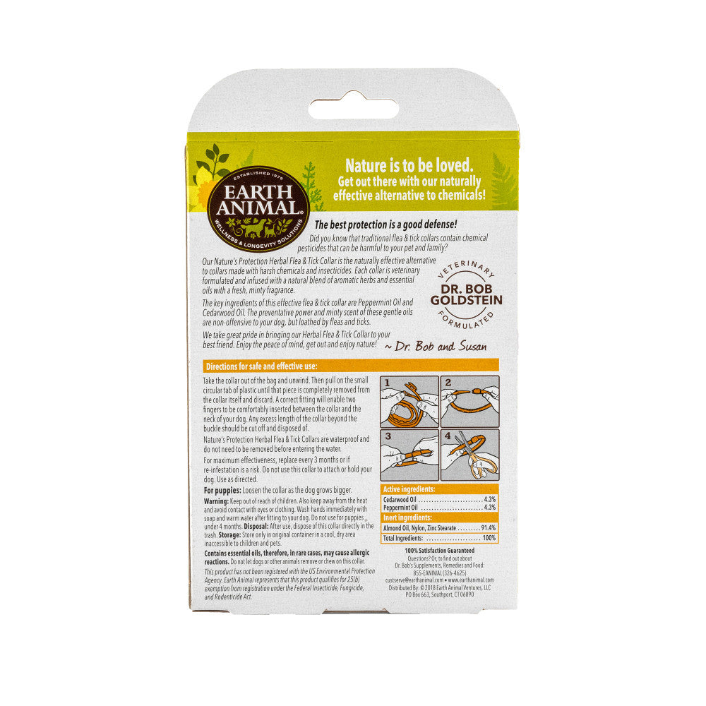 Earth Animal Nature's Protection Flea & Tick Prevention Herbal Collar for Small Dogs & Puppies