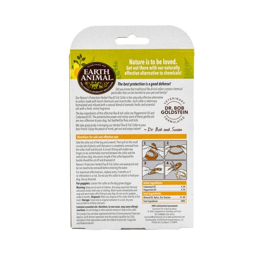 Earth Animal Nature's Protection Flea & Tick Prevention Herbal Collar for Small Dogs & Puppies