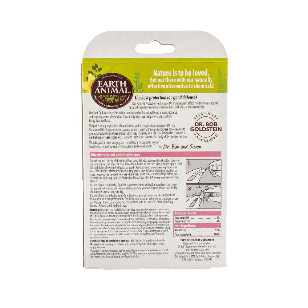 Earth Animal Nature's Protection Flea & Tick Prevention Herbal Spot-On for Cats