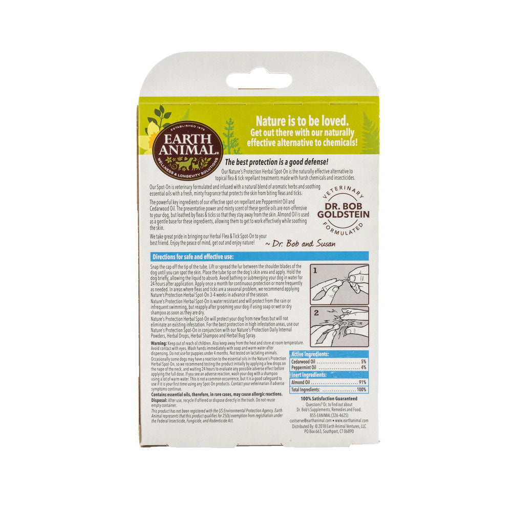 Earth Animal Nature's Protection Flea & Tick Prevention Herbal Spot-On for Medium Dogs