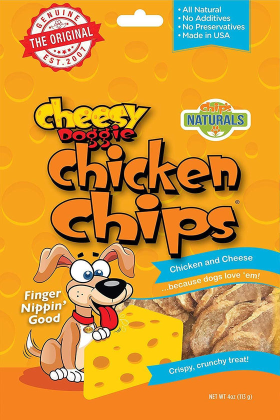 Chip's Naturals Cheesy Doggie Chicken Chips Treats for Dogs, 4 oz